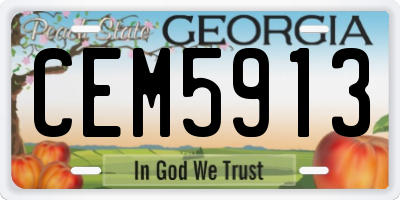 GA license plate CEM5913