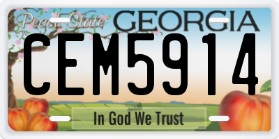 GA license plate CEM5914