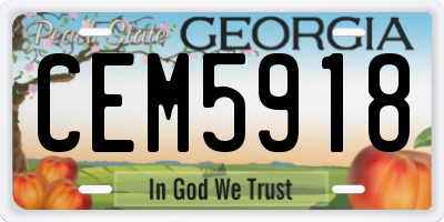 GA license plate CEM5918