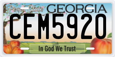 GA license plate CEM5920