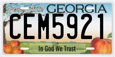 GA license plate CEM5921
