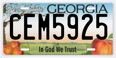 GA license plate CEM5925