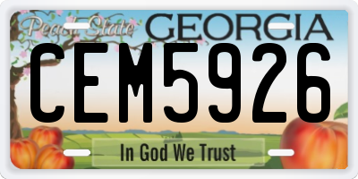GA license plate CEM5926