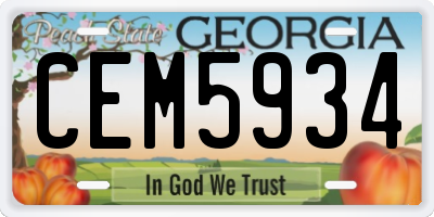 GA license plate CEM5934
