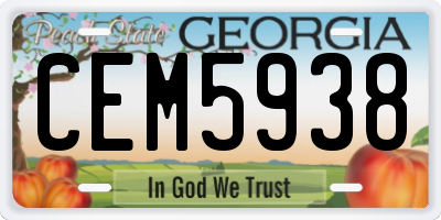 GA license plate CEM5938
