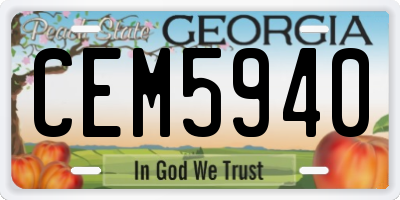 GA license plate CEM5940
