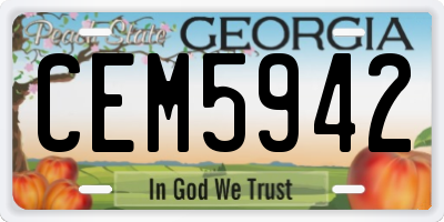 GA license plate CEM5942