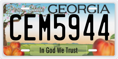 GA license plate CEM5944