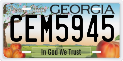 GA license plate CEM5945