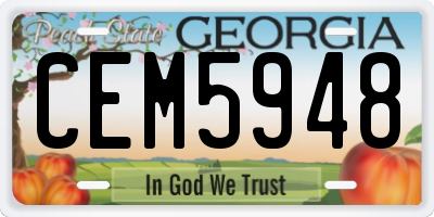 GA license plate CEM5948