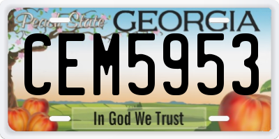GA license plate CEM5953
