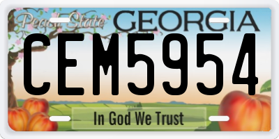 GA license plate CEM5954