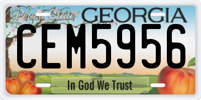 GA license plate CEM5956