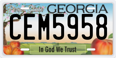 GA license plate CEM5958