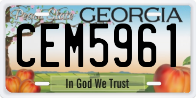 GA license plate CEM5961