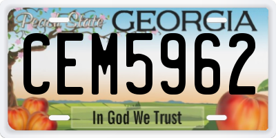 GA license plate CEM5962