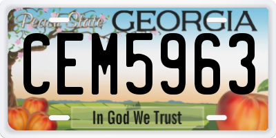 GA license plate CEM5963