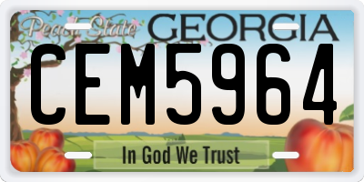 GA license plate CEM5964