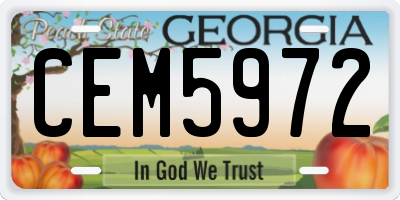 GA license plate CEM5972