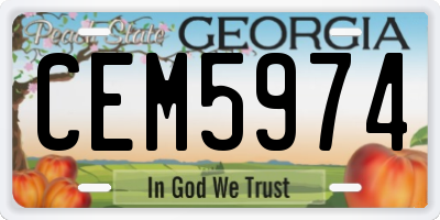 GA license plate CEM5974