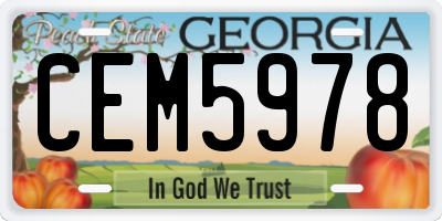GA license plate CEM5978