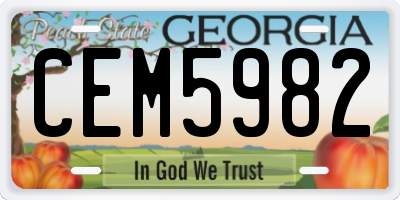 GA license plate CEM5982