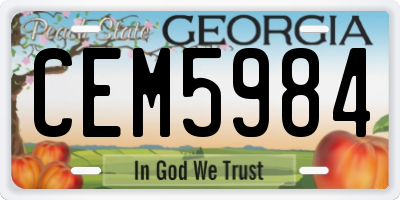 GA license plate CEM5984