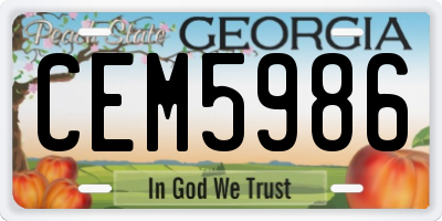 GA license plate CEM5986