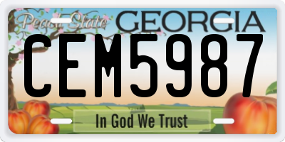 GA license plate CEM5987