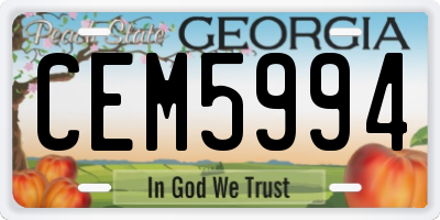 GA license plate CEM5994