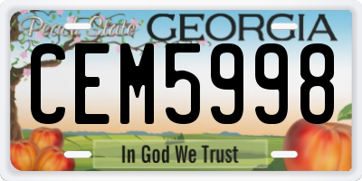 GA license plate CEM5998