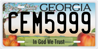 GA license plate CEM5999