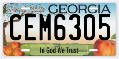 GA license plate CEM6305