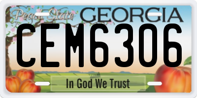 GA license plate CEM6306