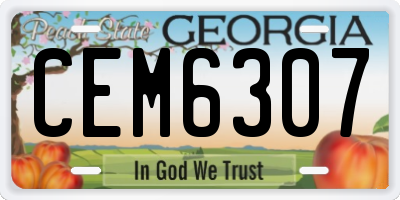 GA license plate CEM6307