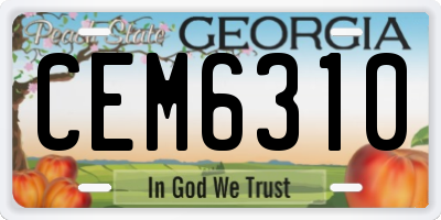 GA license plate CEM6310