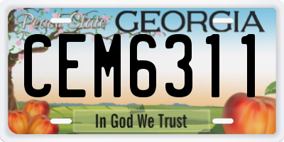 GA license plate CEM6311