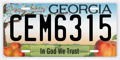 GA license plate CEM6315