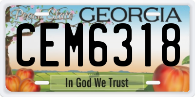 GA license plate CEM6318