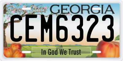 GA license plate CEM6323
