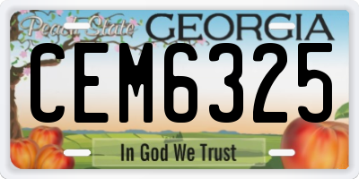 GA license plate CEM6325