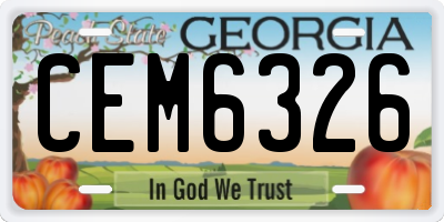 GA license plate CEM6326