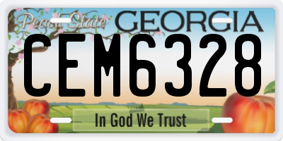GA license plate CEM6328