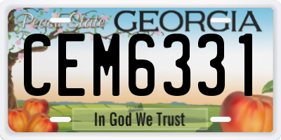 GA license plate CEM6331