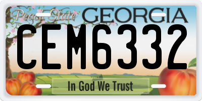 GA license plate CEM6332
