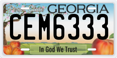 GA license plate CEM6333