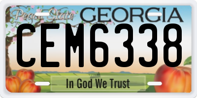GA license plate CEM6338