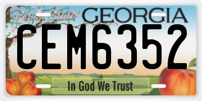 GA license plate CEM6352