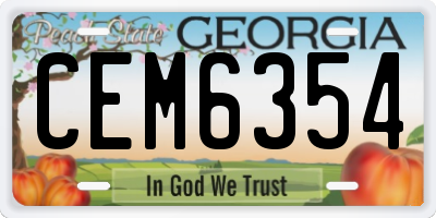 GA license plate CEM6354