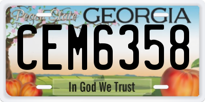GA license plate CEM6358
